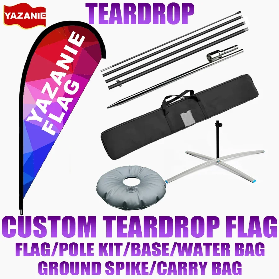 Commercial Banner Printing - Maßgefertigte Werbe-Teardrop-Flagge mit Stangen-Set Kreuzfuß Bodenspieß