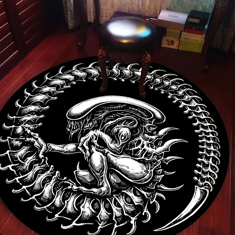 Wholesale Commercial Printing - Alien-Monster-Gothic-Rundteppich, Bedruckter Runder Bodenteppich mit Horror-Motiven,