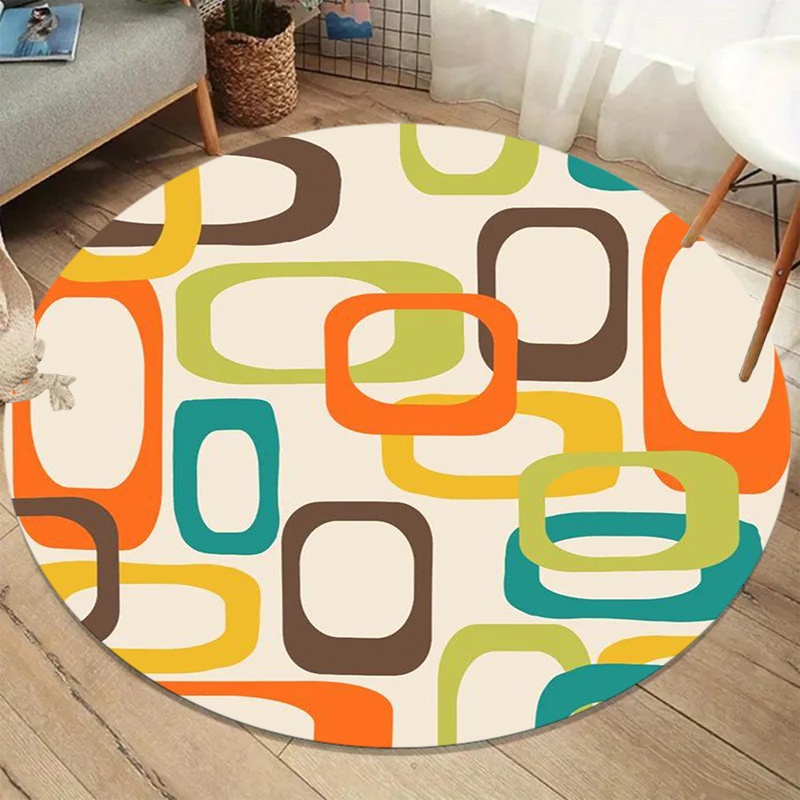 Wholesale Commercial Printing - Geometrischer ovaler runder Teppich im Mid-Century-Stil,