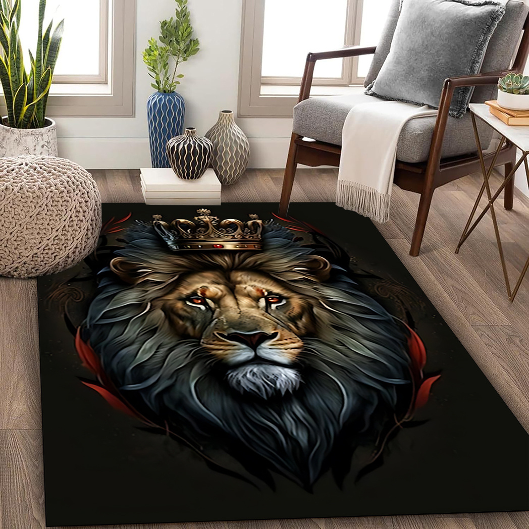 Wholesale Commercial Printing - Coole Fußmatte mit Löwenkrone, moderner 2D-Tierdruck-Teppich