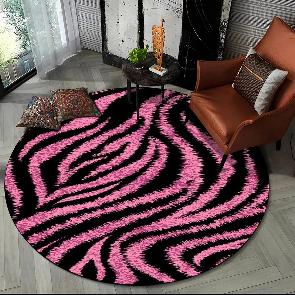 Pink Zebra Stripe Print Round  – Commercial Printing Format Bewertung und Preis